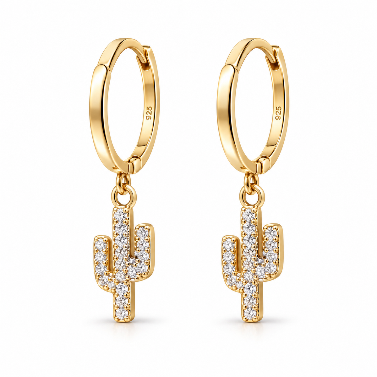 Orecchini a Cerchio con Cactus in Argento 925