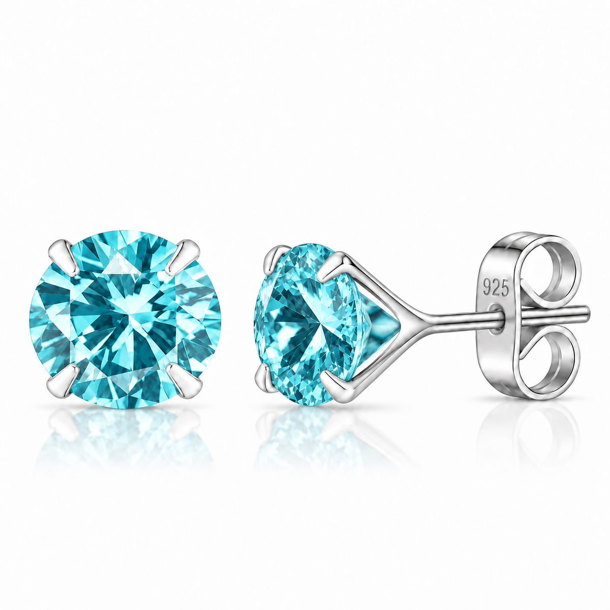 Coppia di orecchini Punto Luce Acquamarina in Argento 925 in 6 misure
