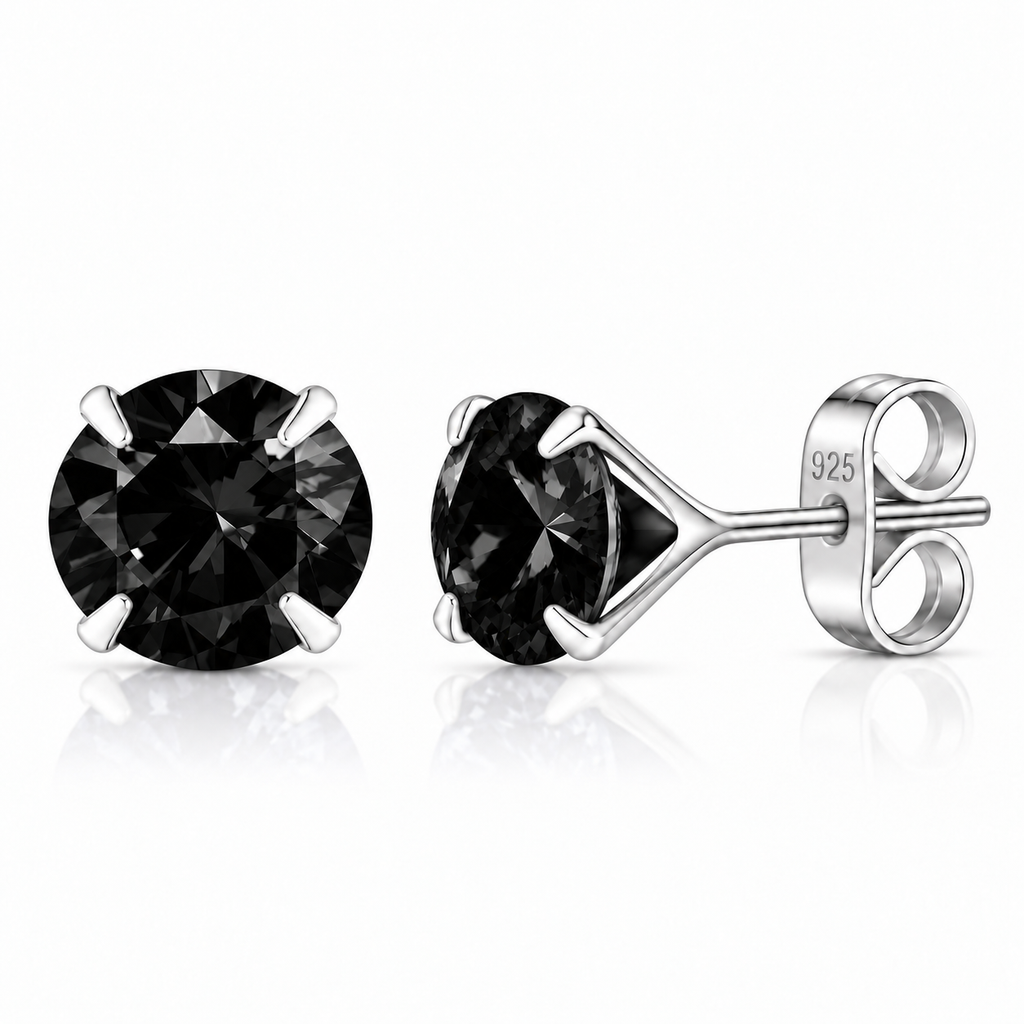 Coppia di orecchini Punto Luce Nero in Argento 925 in 6 misure
