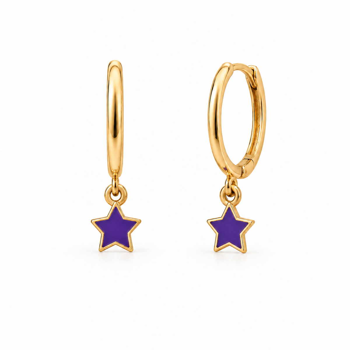 Orecchini a Cerchio con Stella Smaltata in Argento 925