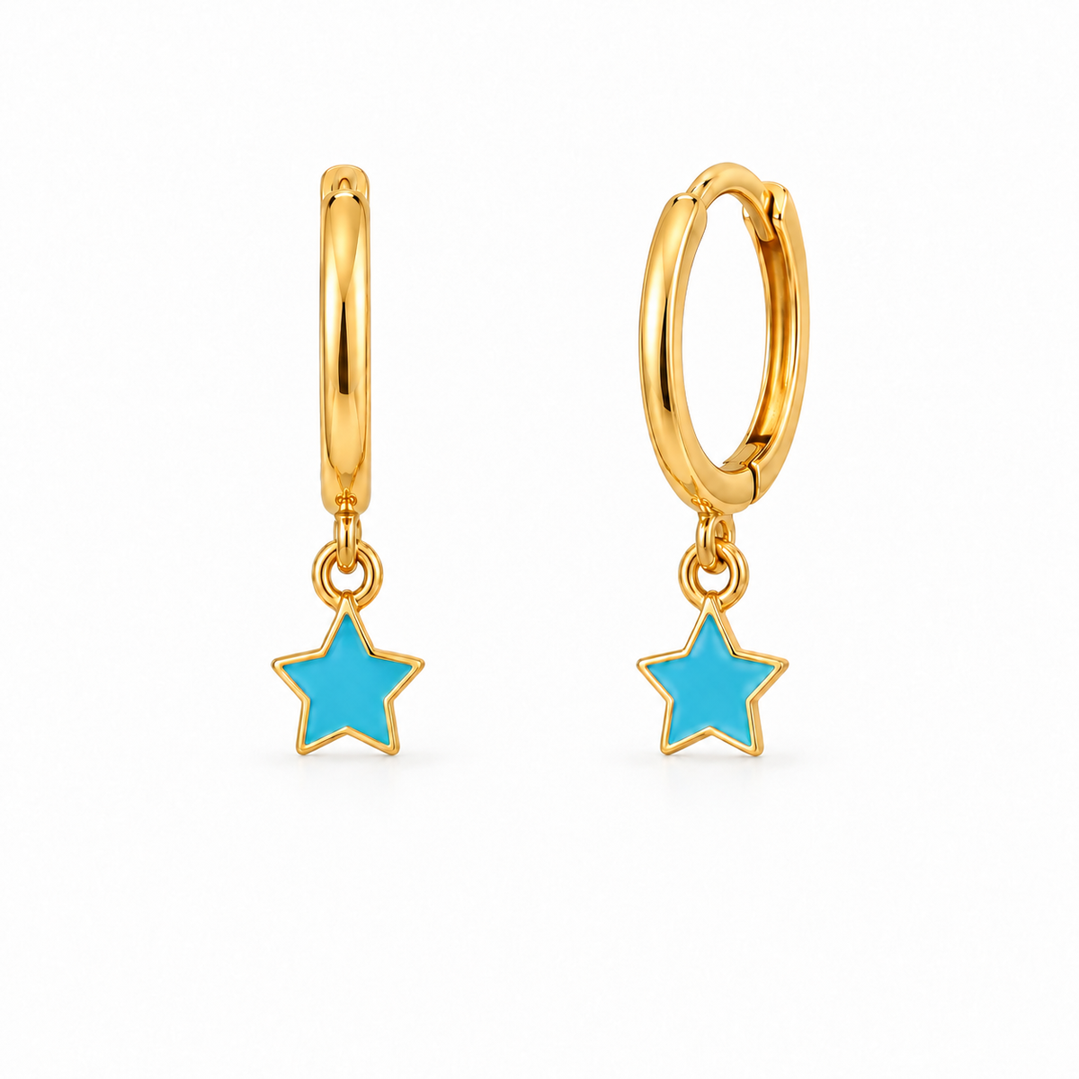 Orecchini a Cerchio con Stella Smaltata in Argento 925