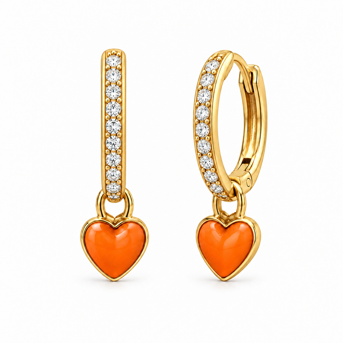 Orecchini a Cerchio con Cuore Smaltato estraibile in Argento 925