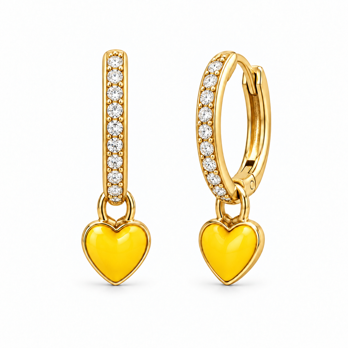 Orecchini a Cerchio con Cuore Smaltato estraibile in Argento 925