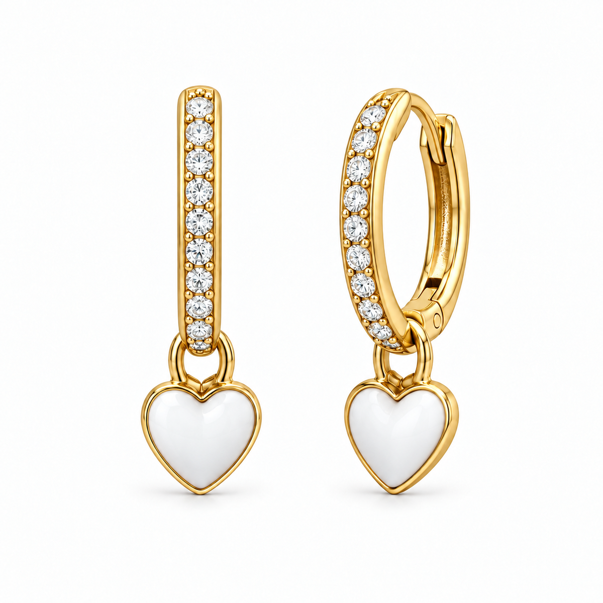 Orecchini a Cerchio con Cuore Smaltato estraibile in Argento 925