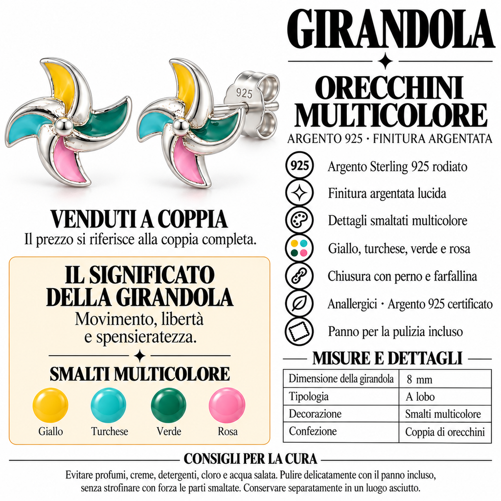 Orecchini a Lobo Girandola smaltata in Argento 925 Rodiato