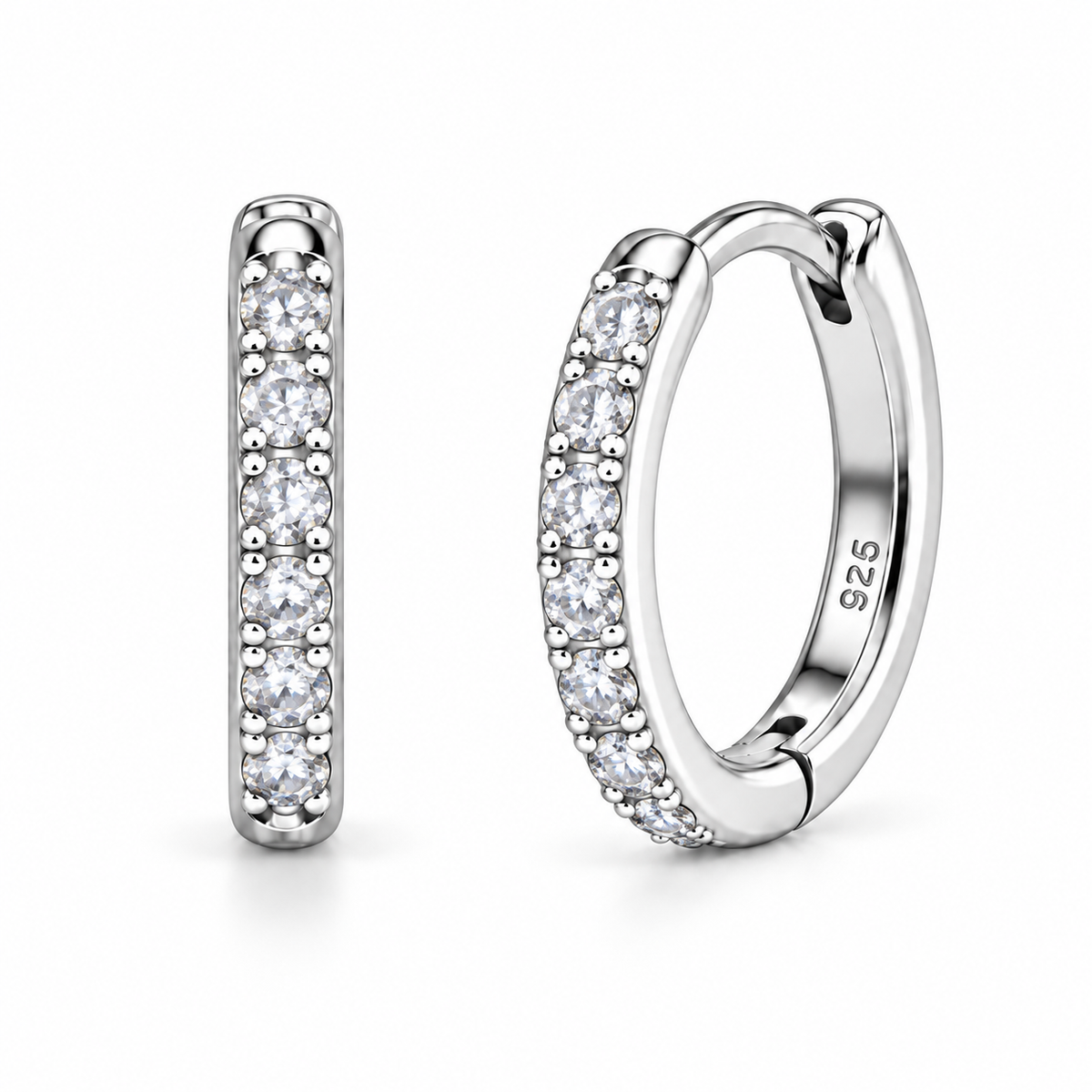 Orecchini a Cerchio Crystal in argento 925 in 4 misure