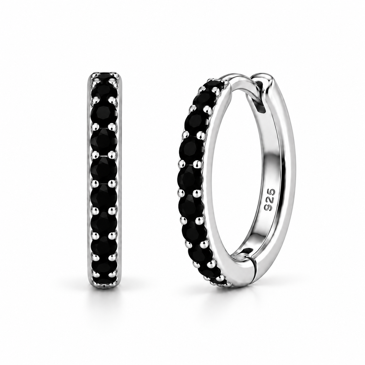Orecchini a Cerchio Nero in argento 925 in 4 misure