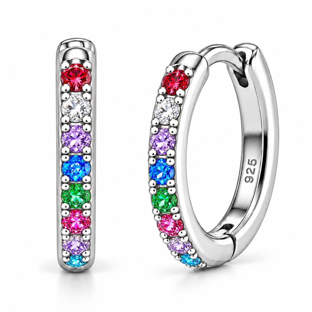 Orecchini a Cerchio Multicolor in argento 925 in 4 misure