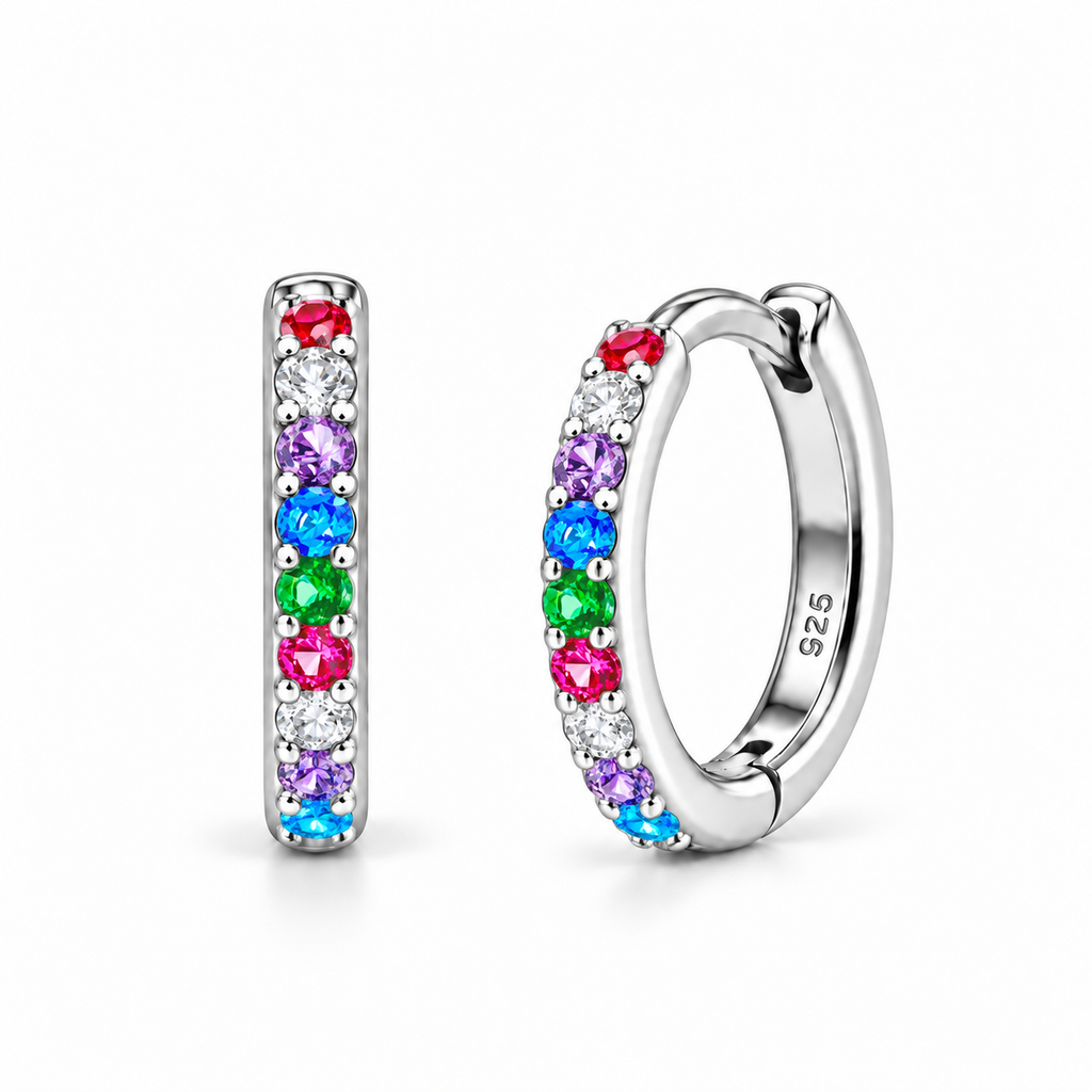 Orecchini a Cerchio Multicolor in argento 925 in 4 misure