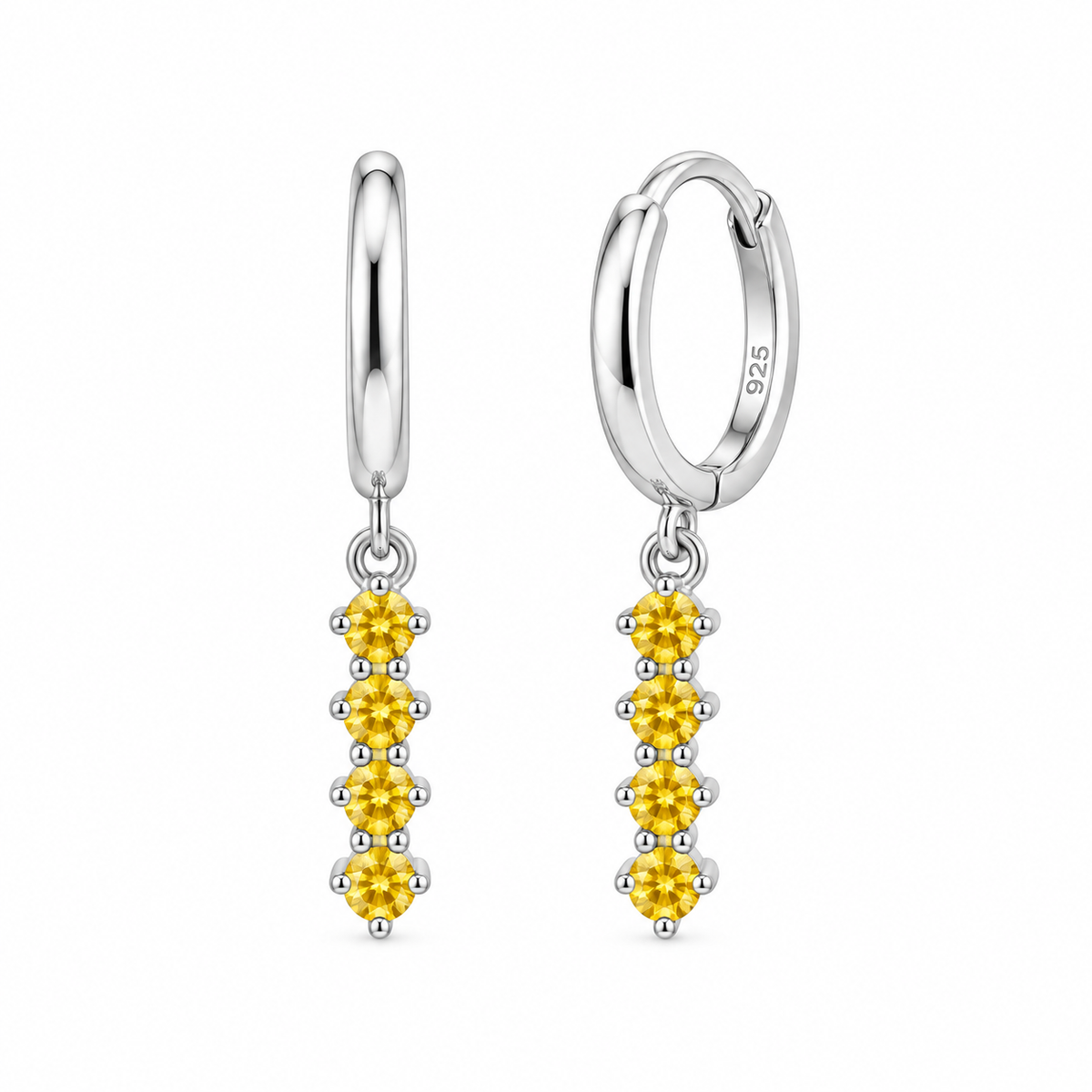 Orecchini a Cerchio con Strass pendenti colorati in Argento 925