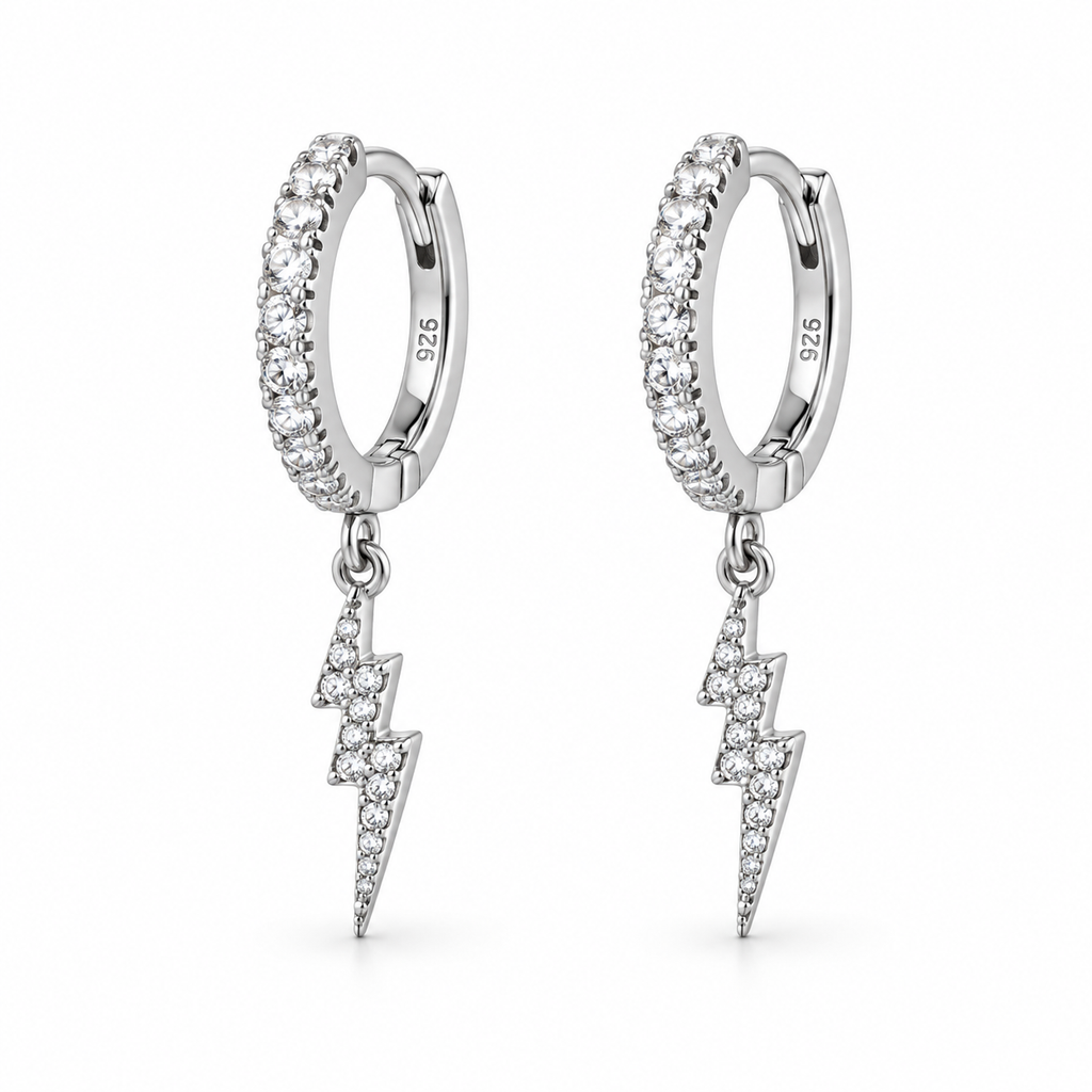 Orecchini a Cerchio strass con Saetta in Argento 925
