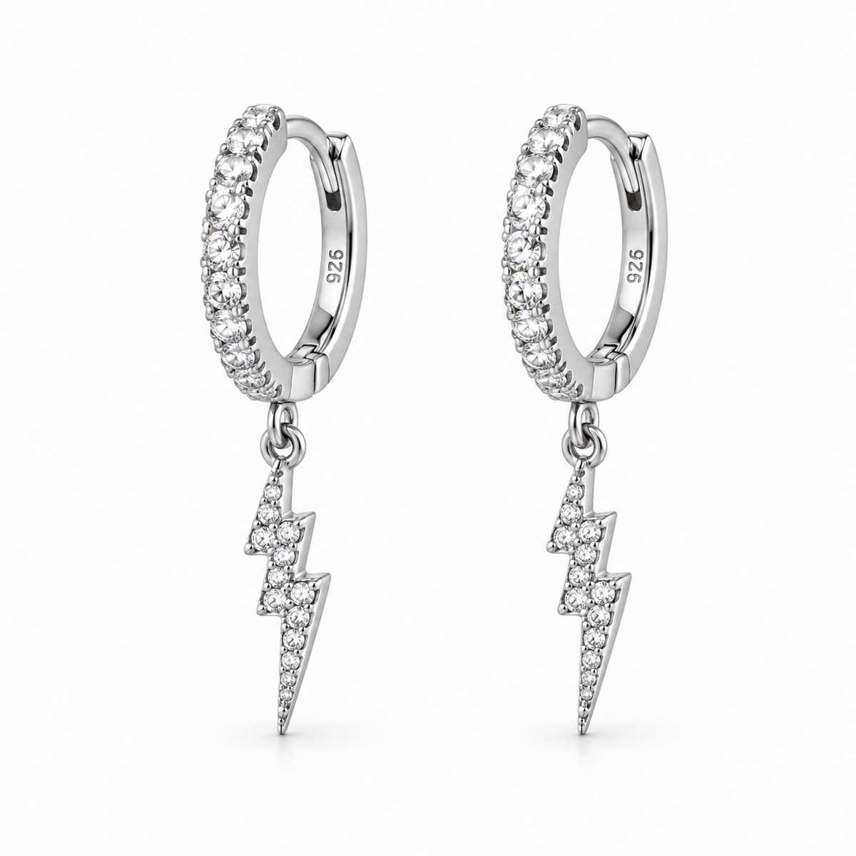 Orecchini a Cerchio strass con Saetta in Argento 925