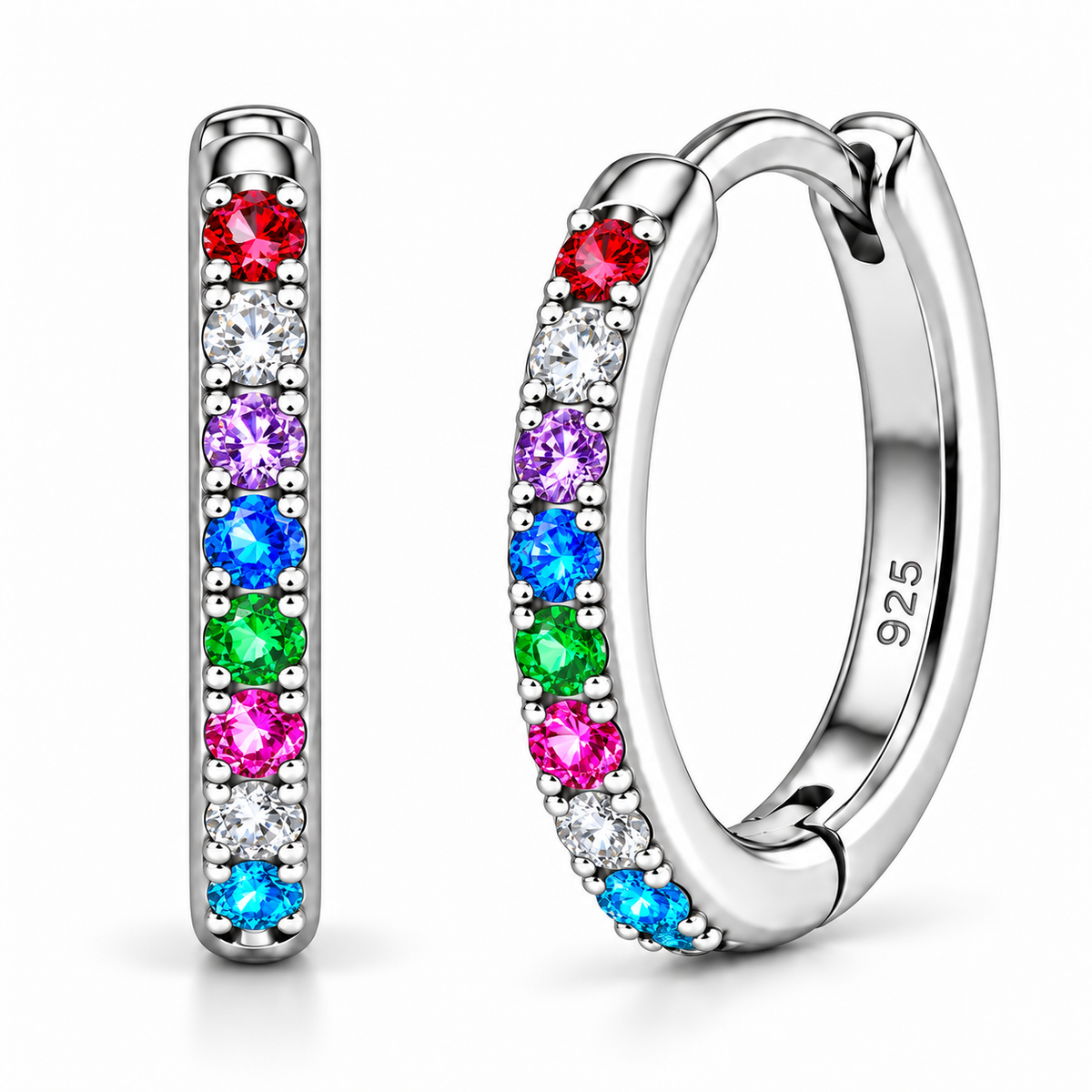 Orecchini a Cerchio Multicolor in argento 925 in 4 misure