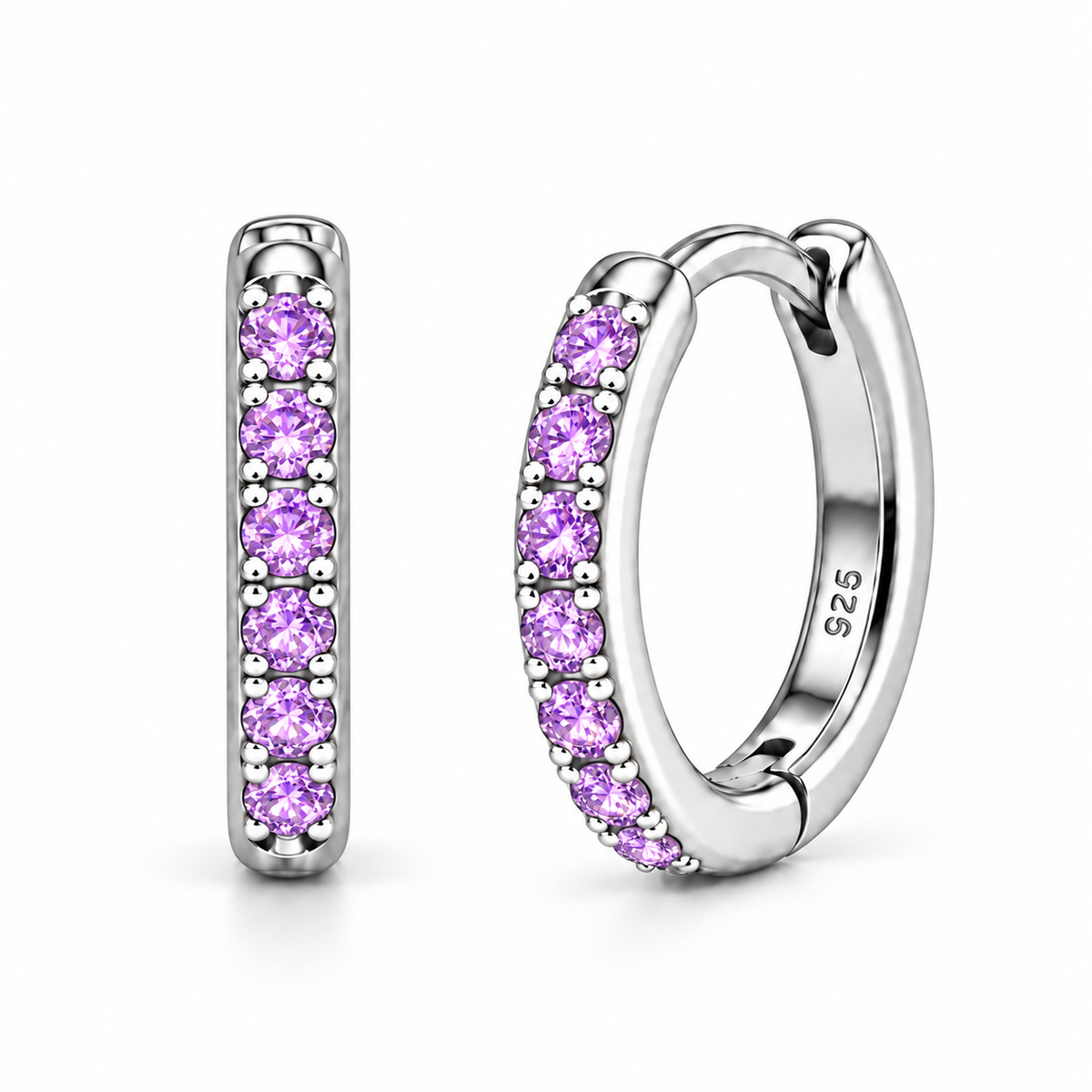 Orecchini a Cerchio Lilla in argento 925 in 4 misure