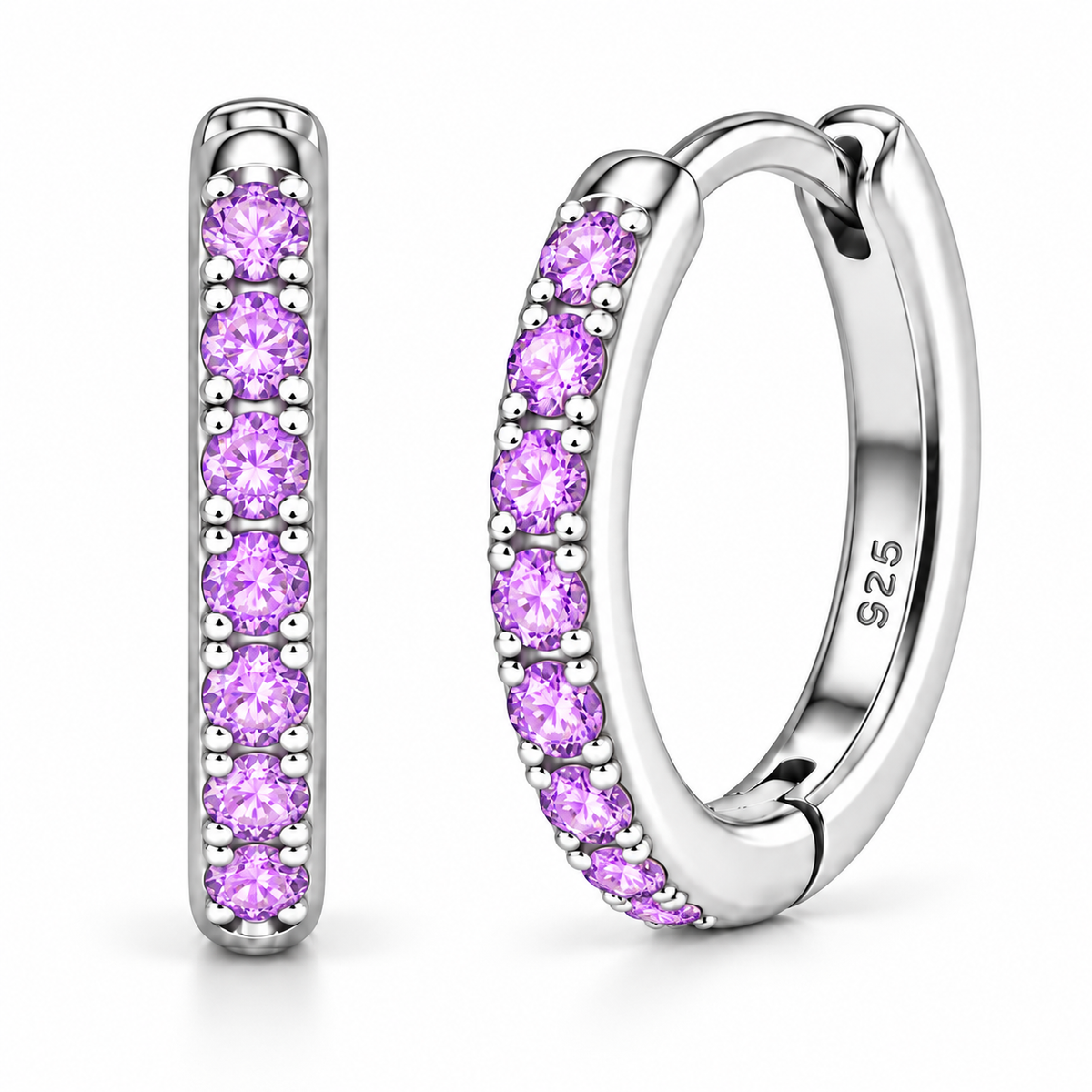 Orecchini a Cerchio Lilla in argento 925 in 4 misure