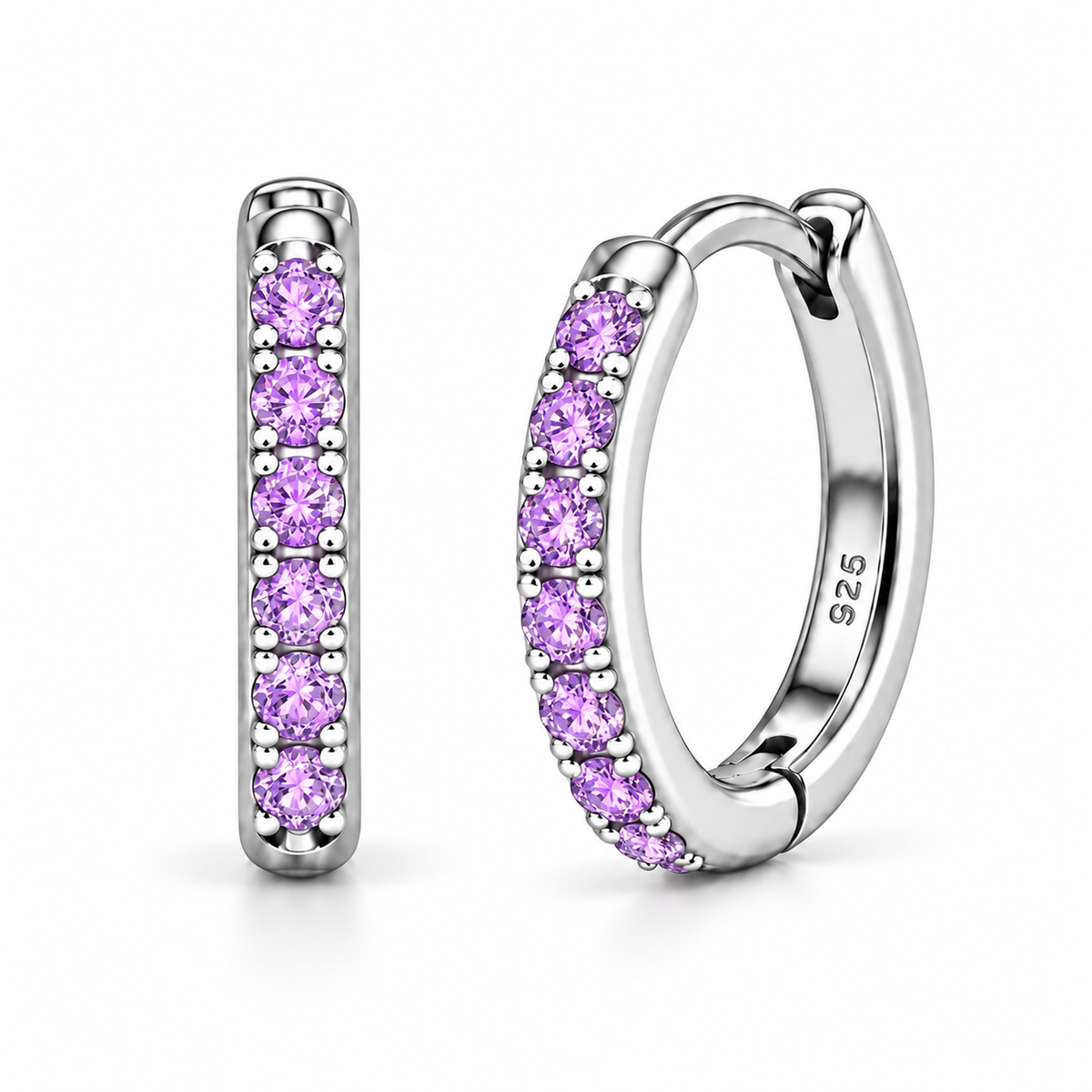 Orecchini a Cerchio Lilla in argento 925 in 4 misure