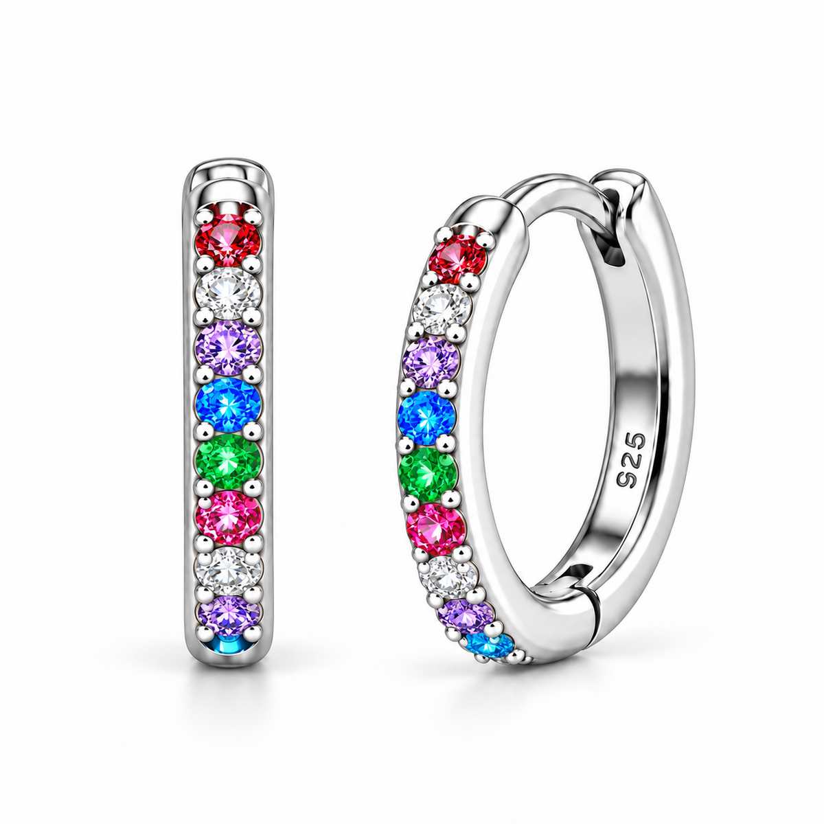 Orecchini a Cerchio Multicolor in argento 925 in 4 misure