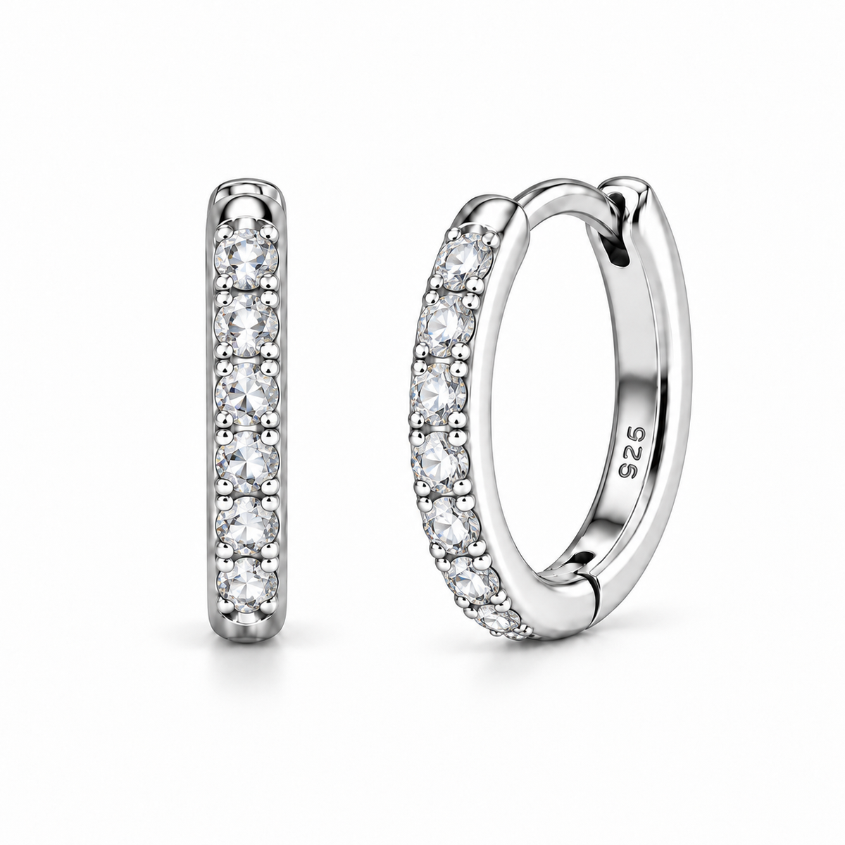 Orecchini a Cerchio Crystal in argento 925 in 4 misure