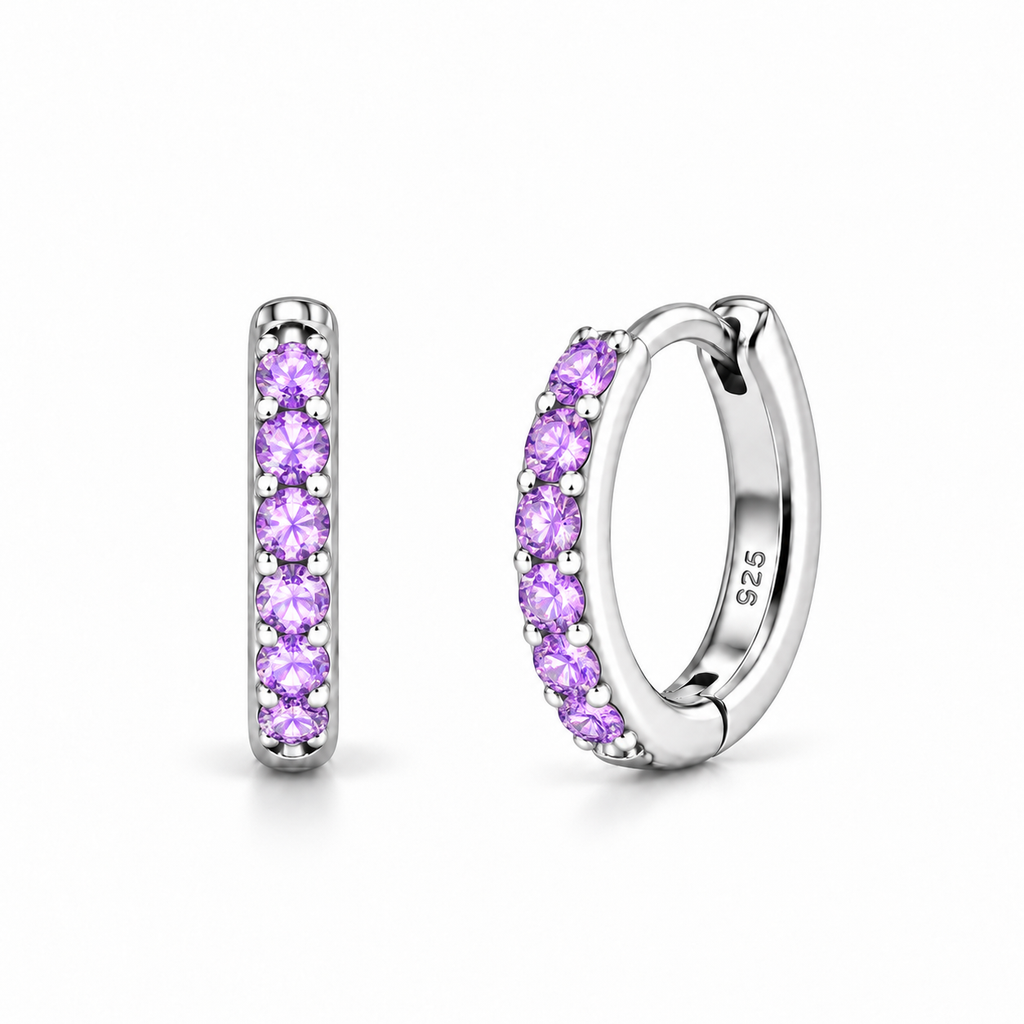 Orecchini a Cerchio Lilla in argento 925 in 4 misure