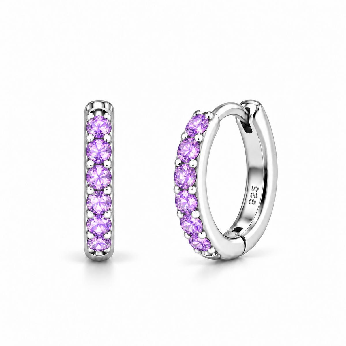 Orecchini a Cerchio Lilla in argento 925 in 4 misure