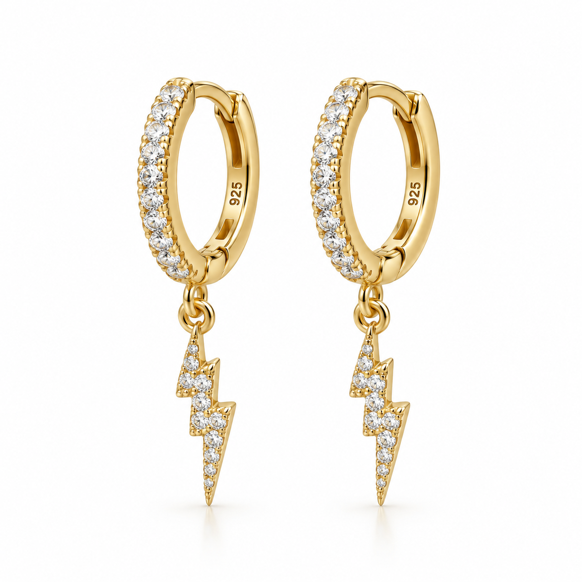 Orecchini a Cerchio strass con Saetta in Argento 925