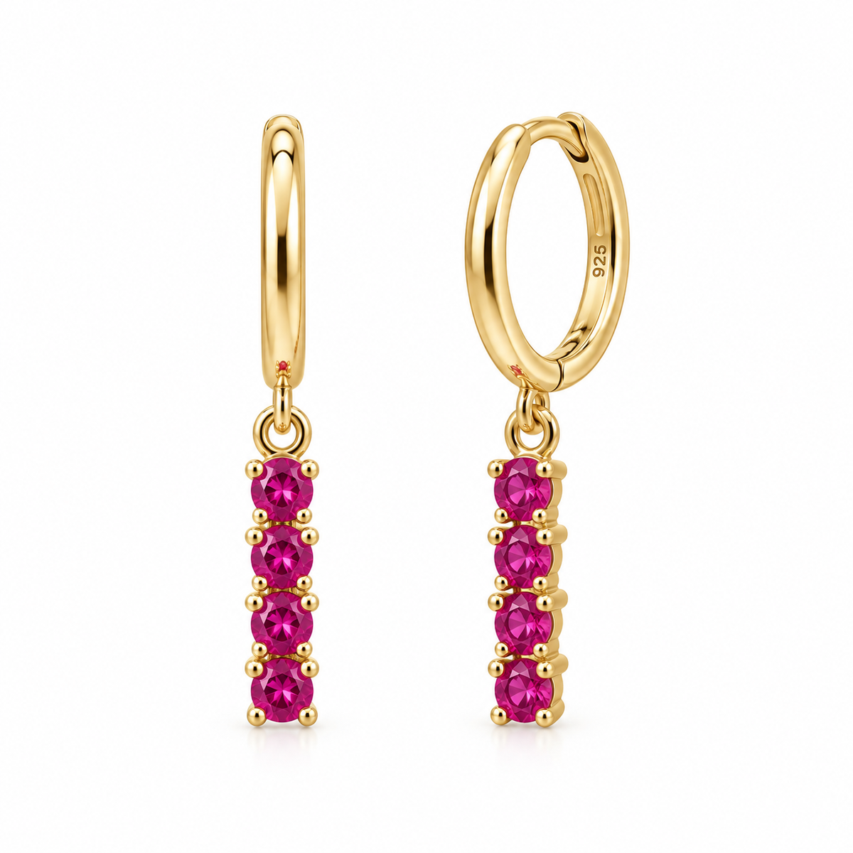 Orecchini a Cerchio con Strass pendenti colorati in Argento 925