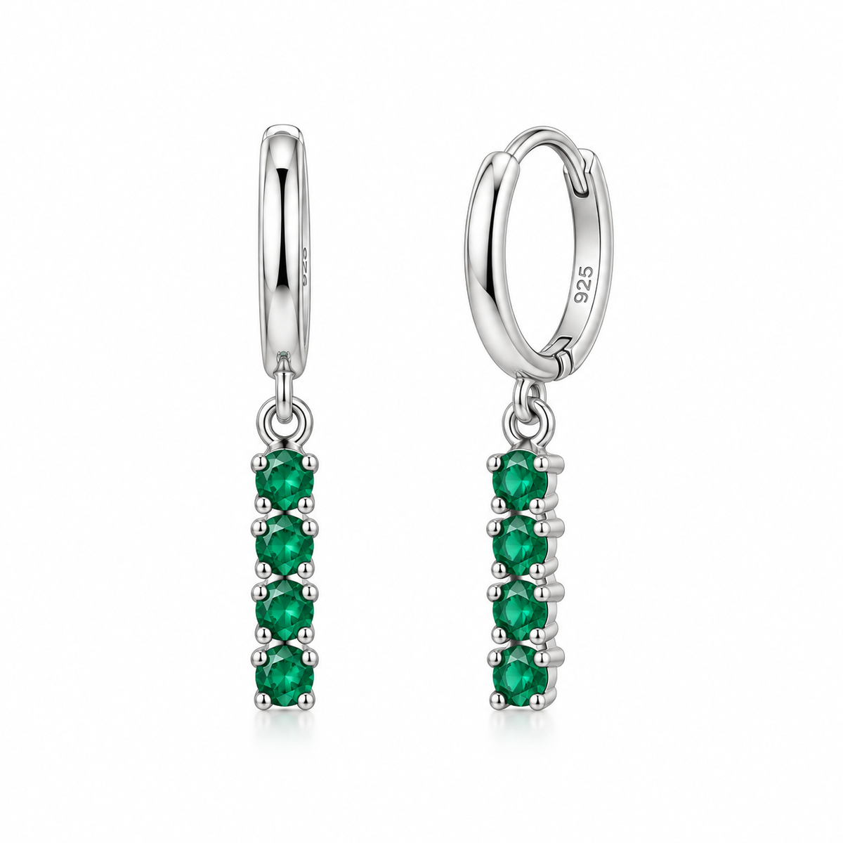 Orecchini a Cerchio con Strass pendenti colorati in Argento 925