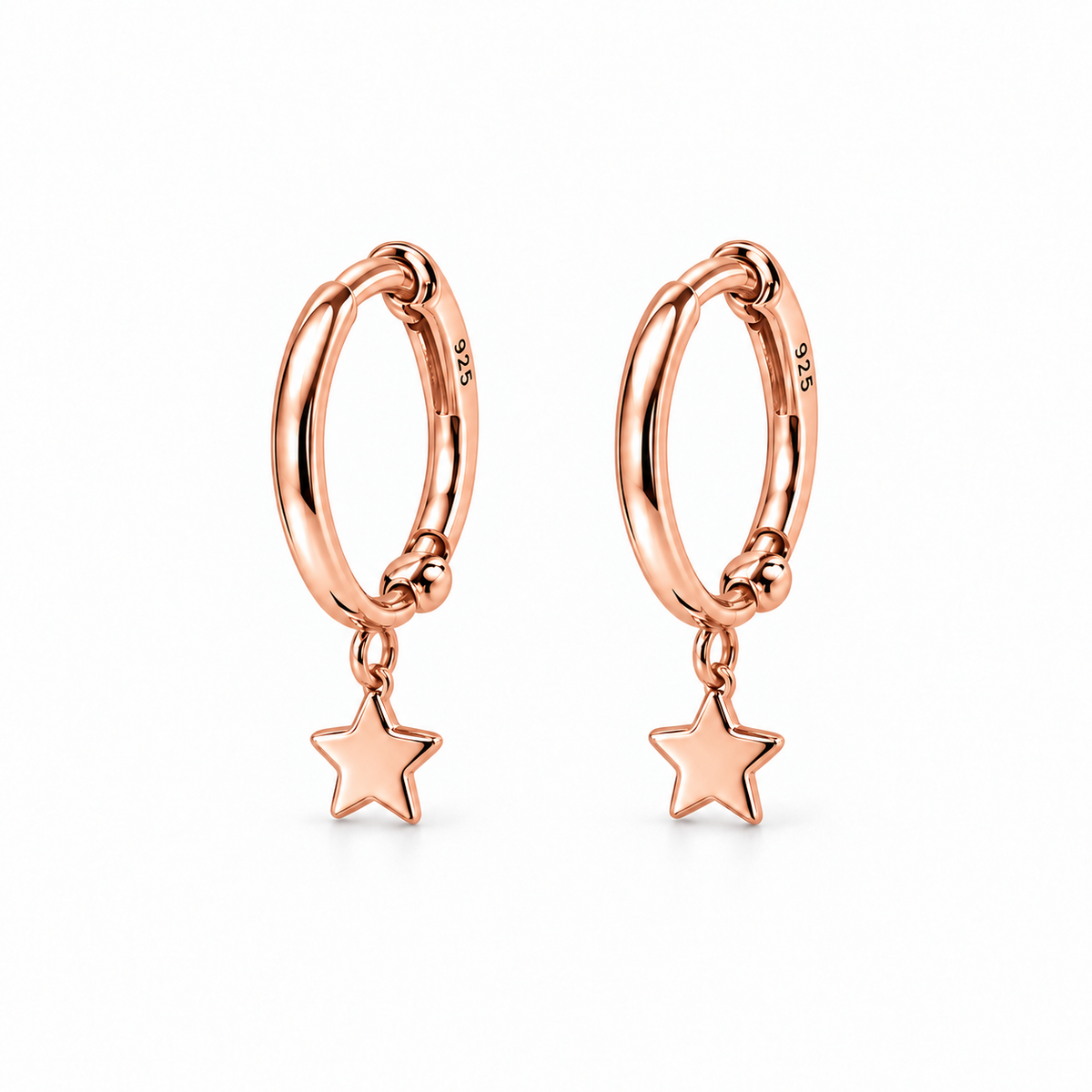 Brincos de Argola com Pendente de Estrela em Prata 925