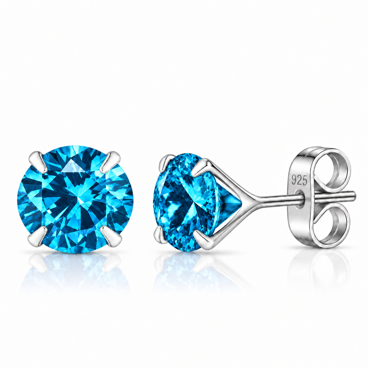 Coppia di orecchini Punto Luce Celeste in Argento 925 in 6 misure