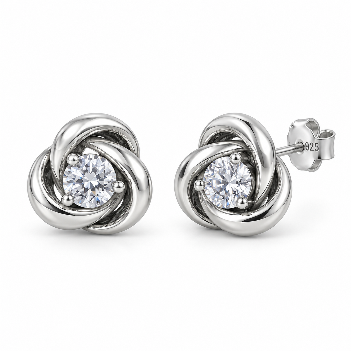 Orecchini Nodo con Pietra Centrale in Argento 925