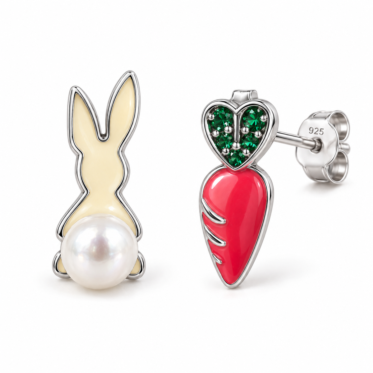 Orecchini a Lobo Coniglio Carota in Argento 925 Rodiato