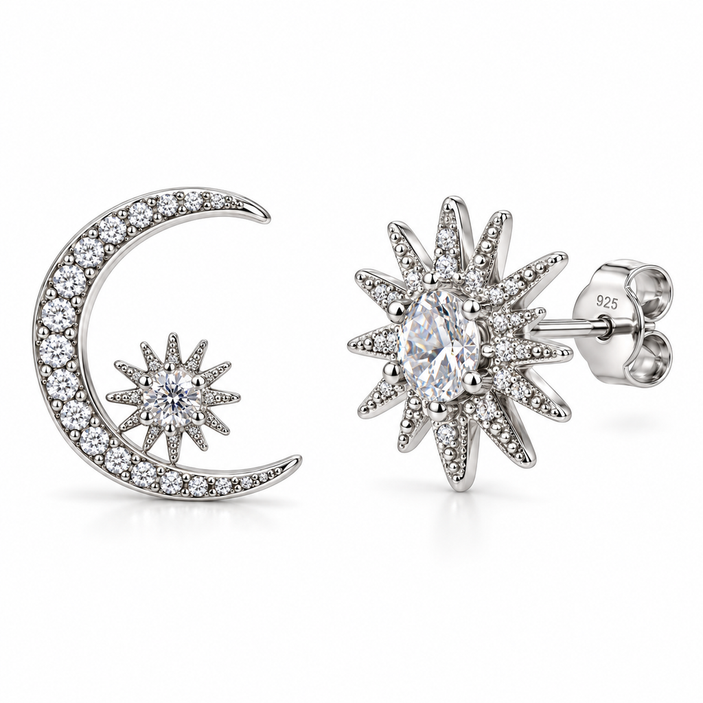 Orecchini Luna e Sole in Argento 925 Rodiato