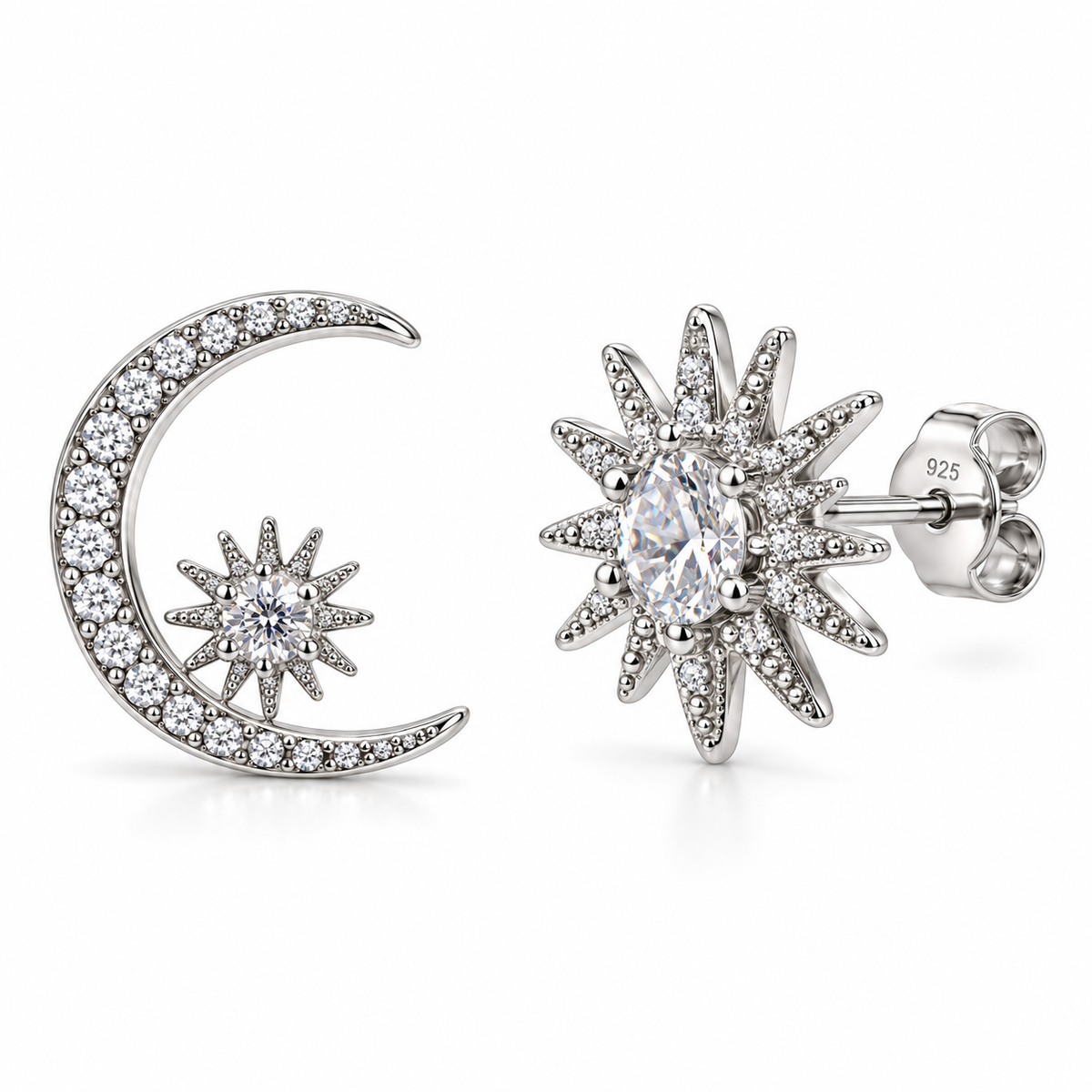 Orecchini Luna e Sole in Argento 925 Rodiato