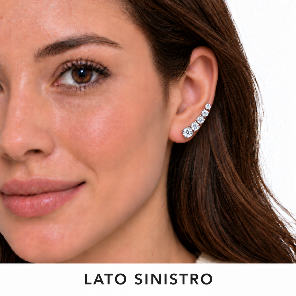 Orecchino Ear Climber mono Puntoluce in Argento 925 Rodiato