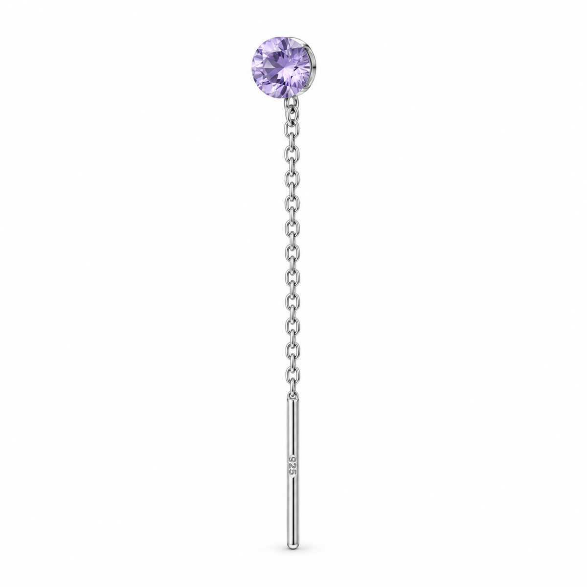 Orecchino Saliscendi mono in Argento 925 Rodiato