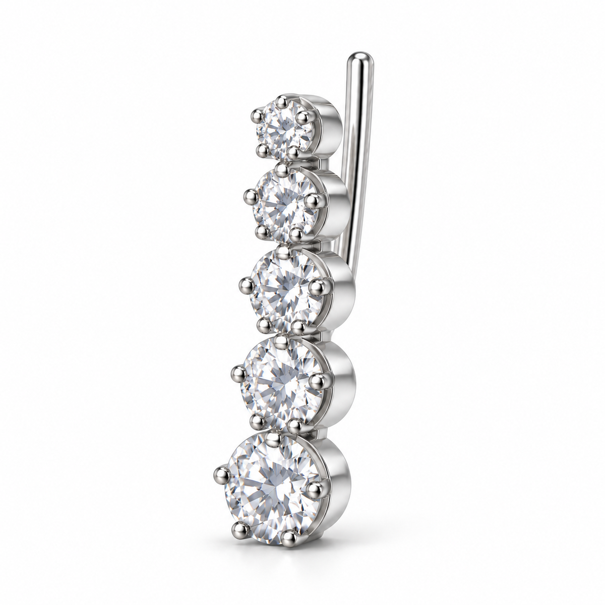Orecchino Ear Climber mono Puntoluce in Argento 925 Rodiato