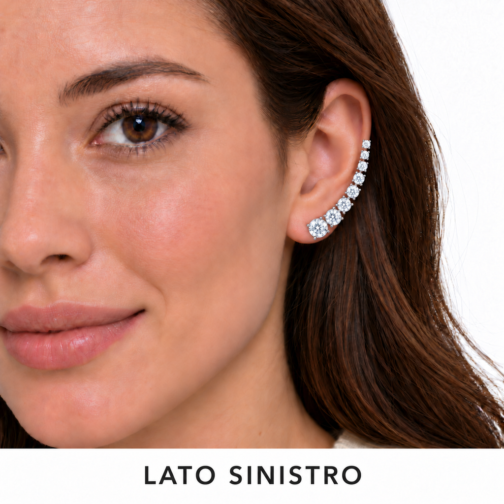 Orecchino Ear Climber mono Puntoluce in Argento 925 Rodiato