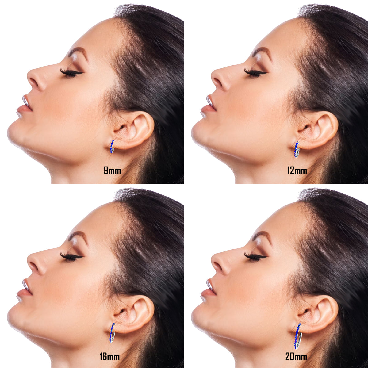 Orecchini a Cerchio Blu in argento 925 in 4 misure