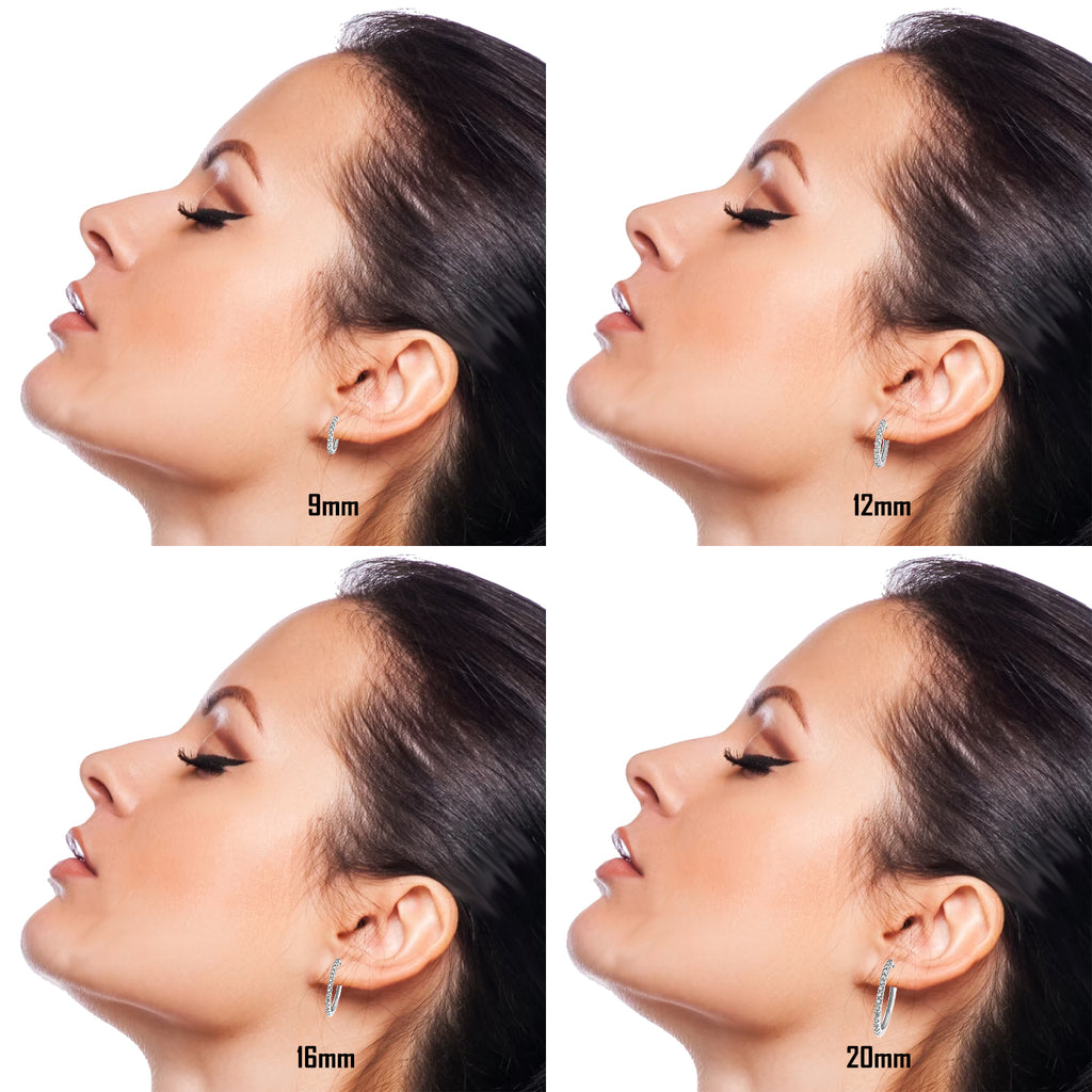 Orecchini a Cerchio Crystal in argento 925 in 4 misure