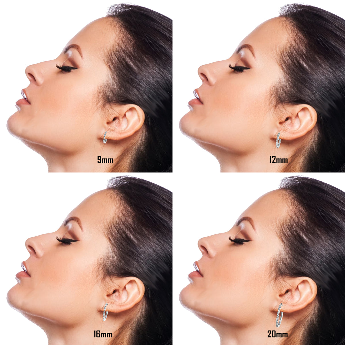 Orecchini a Cerchio Crystal in argento 925 in 4 misure