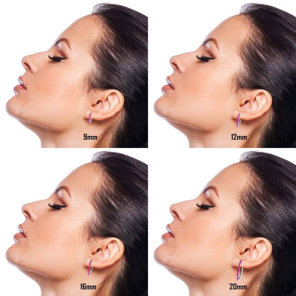 Orecchini a Cerchio Fucsia in argento 925 in 4 misure