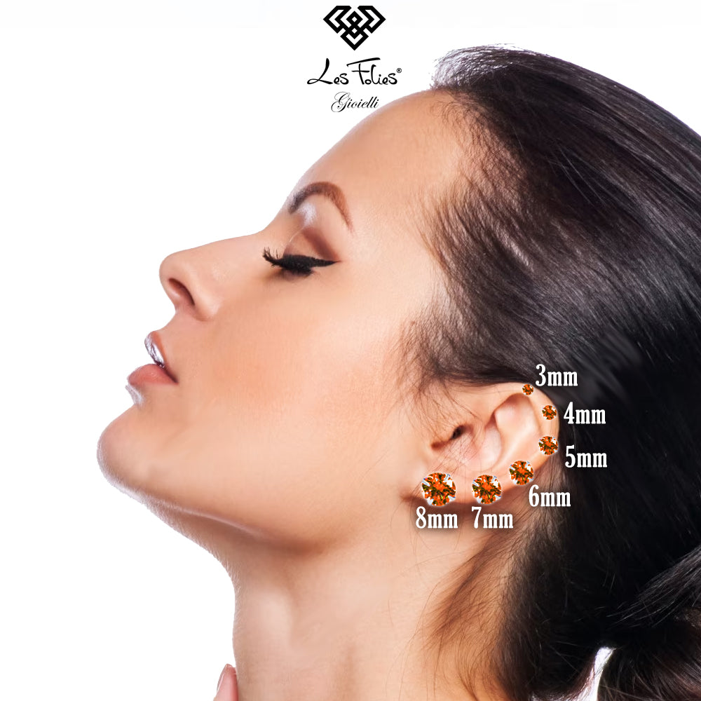 Coppia di orecchini Punto Luce Arancione in Argento 925 in 6 misure