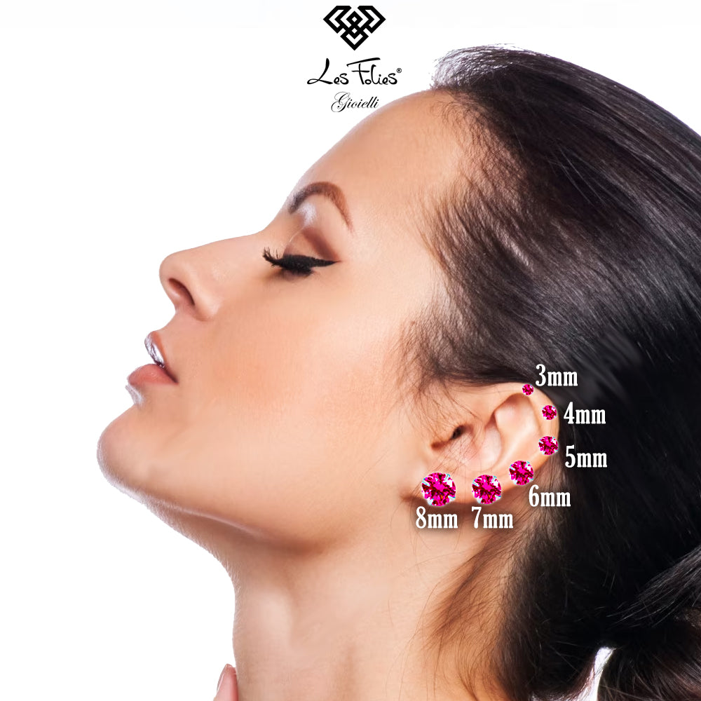Coppia di orecchini Punto Luce Fucsia in Argento 925 in 6 misure
