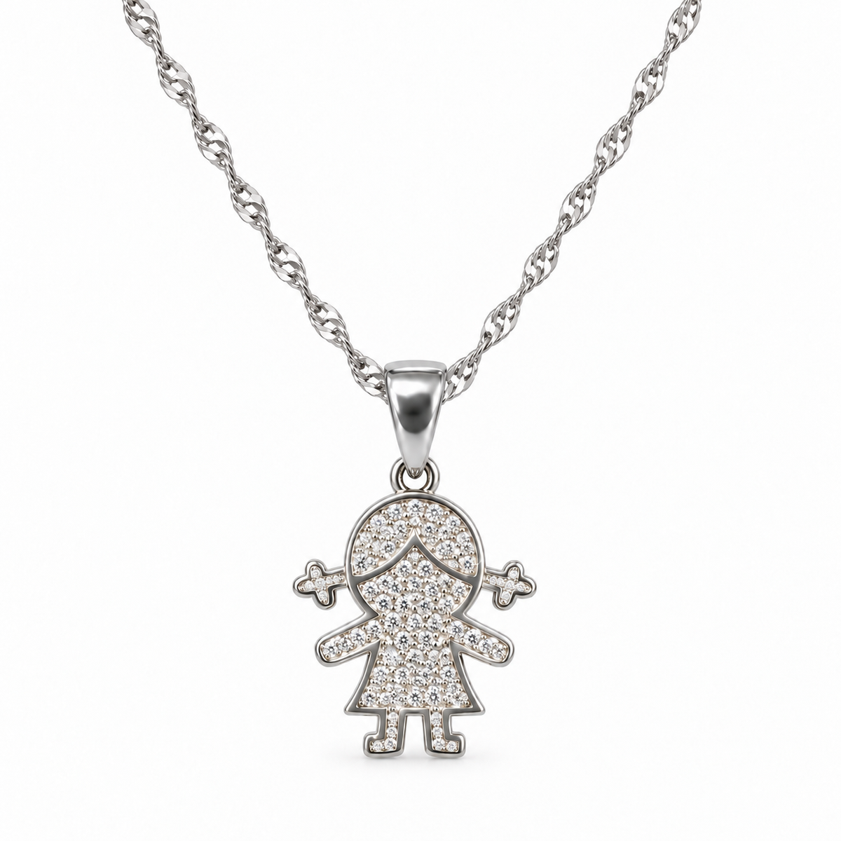 Kinderketting met stras in 925 zilver