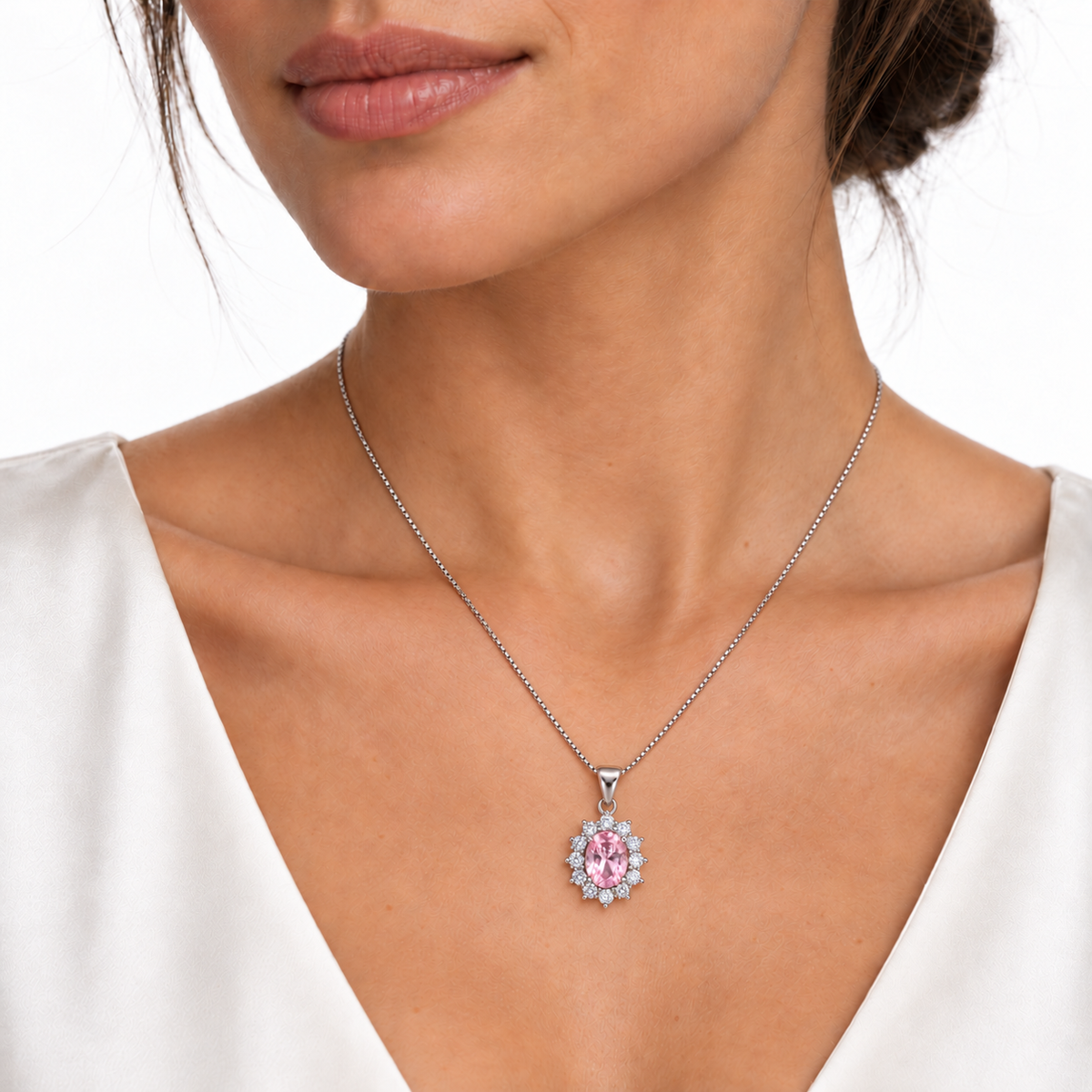 Collana Royale Ovale 12x13 mm in Argento 925 Rodiato