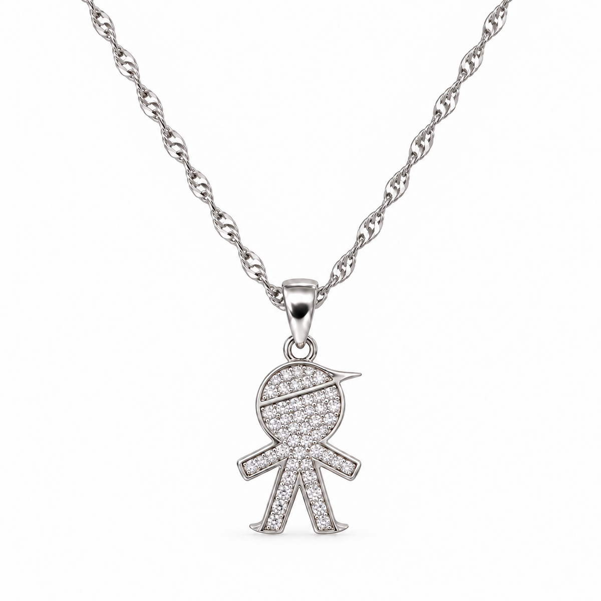 Kinderketting met stras in 925 zilver