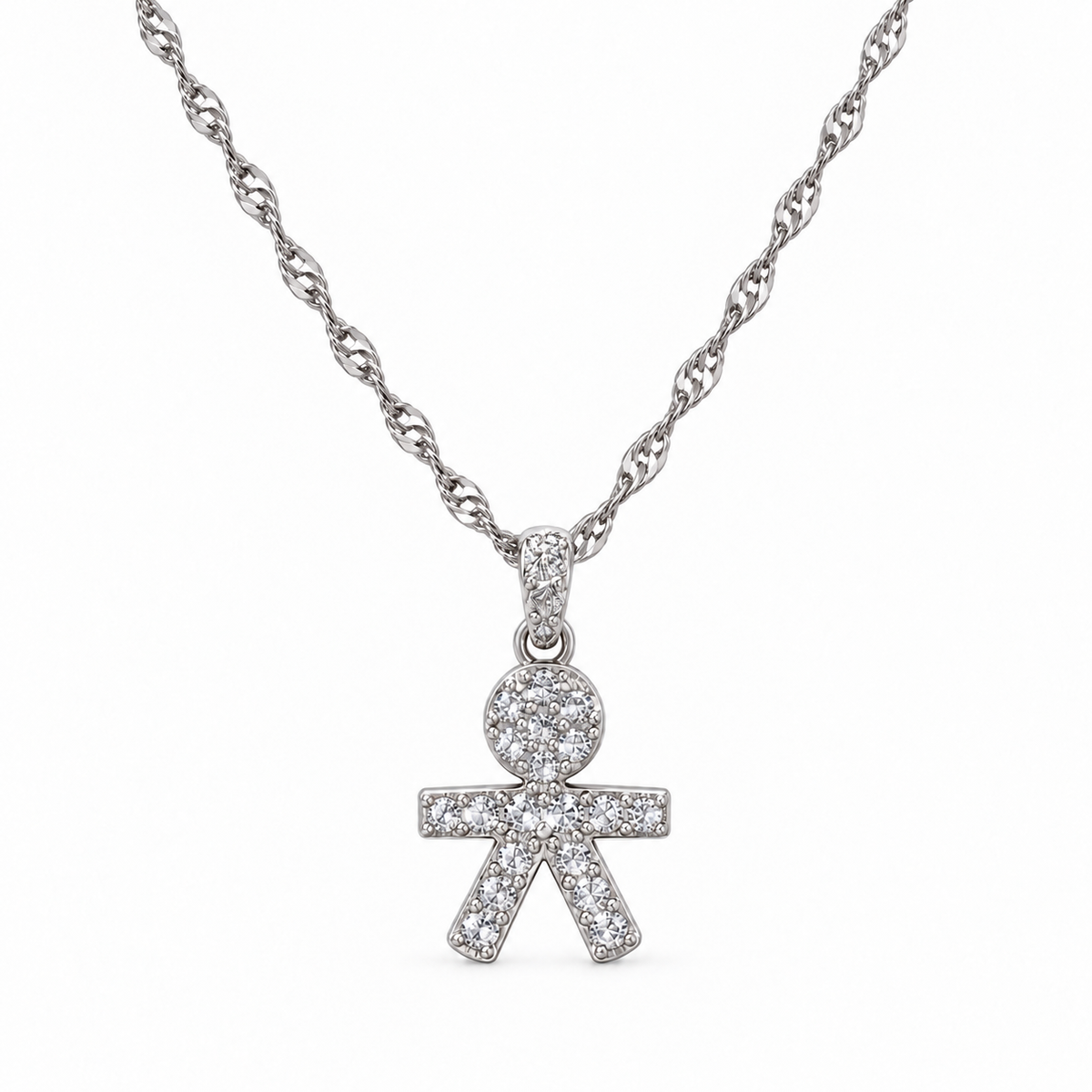 Kinderketting met stras in 925 zilver