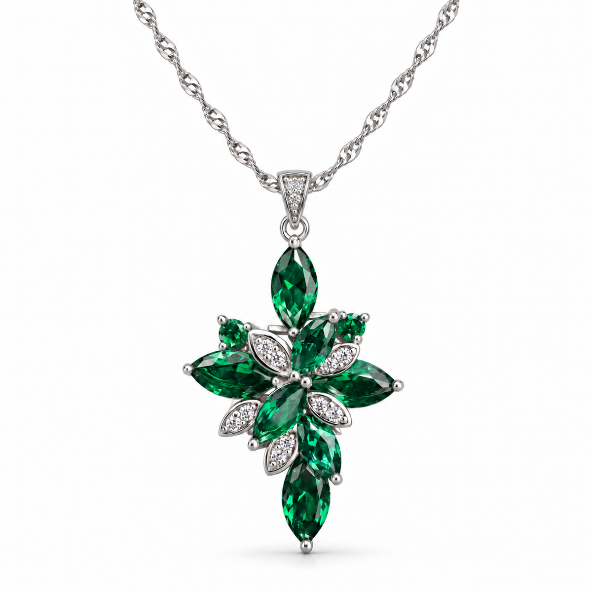 Collana con Ciondolo Botanico Verde in Argento 925