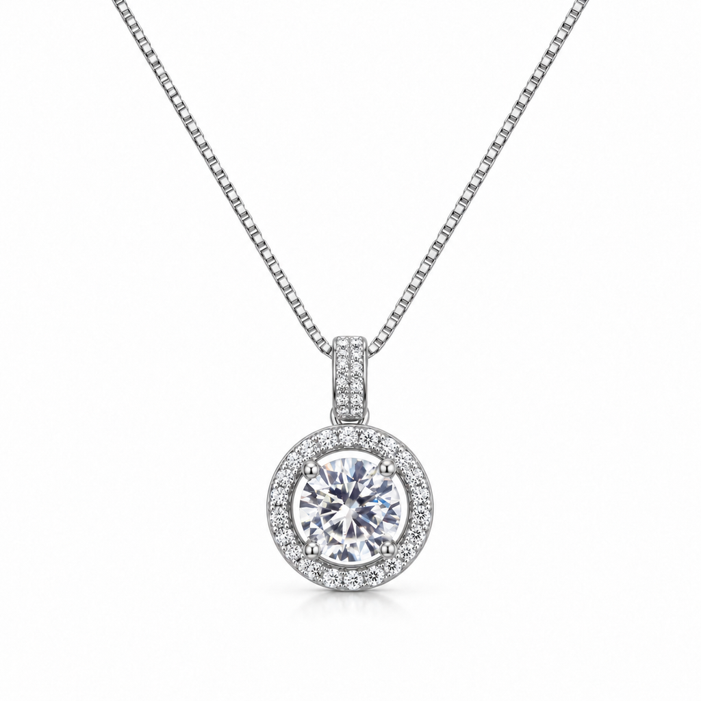 Collana Moissanite da 2 carati in Argento 925 Rodiato