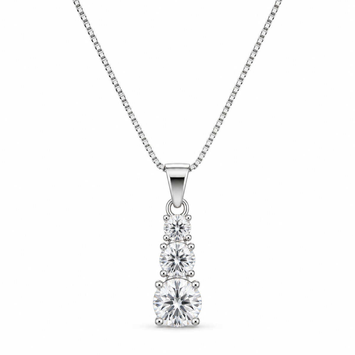 Collana con Tre Punti luce Degradè in Argento 925